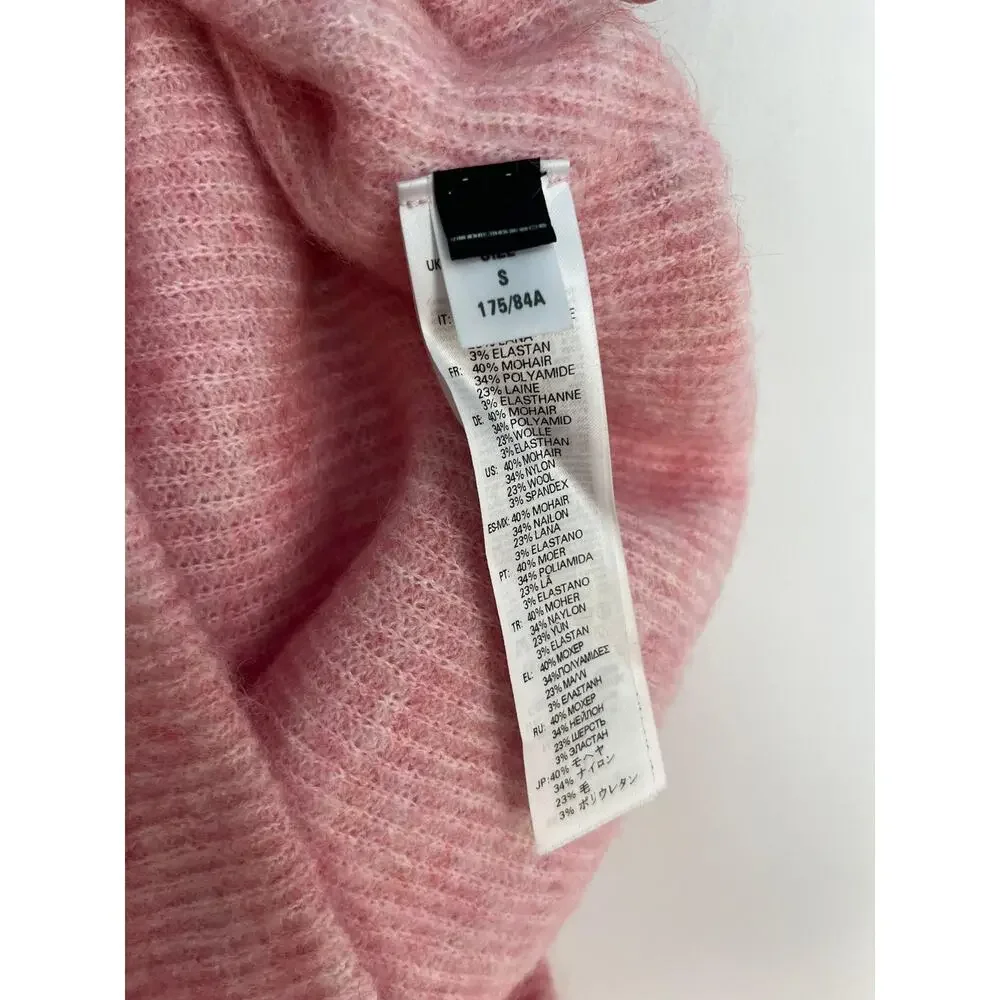 Diesel Cold Shoulder Mohair‎ Blend Sweater Women S Pink Fuzzy Knit Pullover